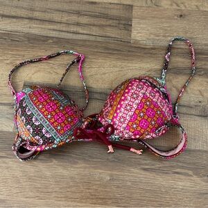 Victoria's Secret Pink Patchwork Molded Padded Bikini Swimsuit Top